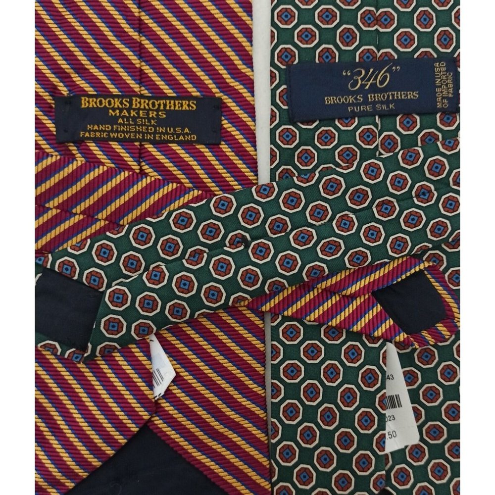 🆕Lot Of 2 BROOKS BROTHERS Silk Ties USA NWT - Picture 2 of 4